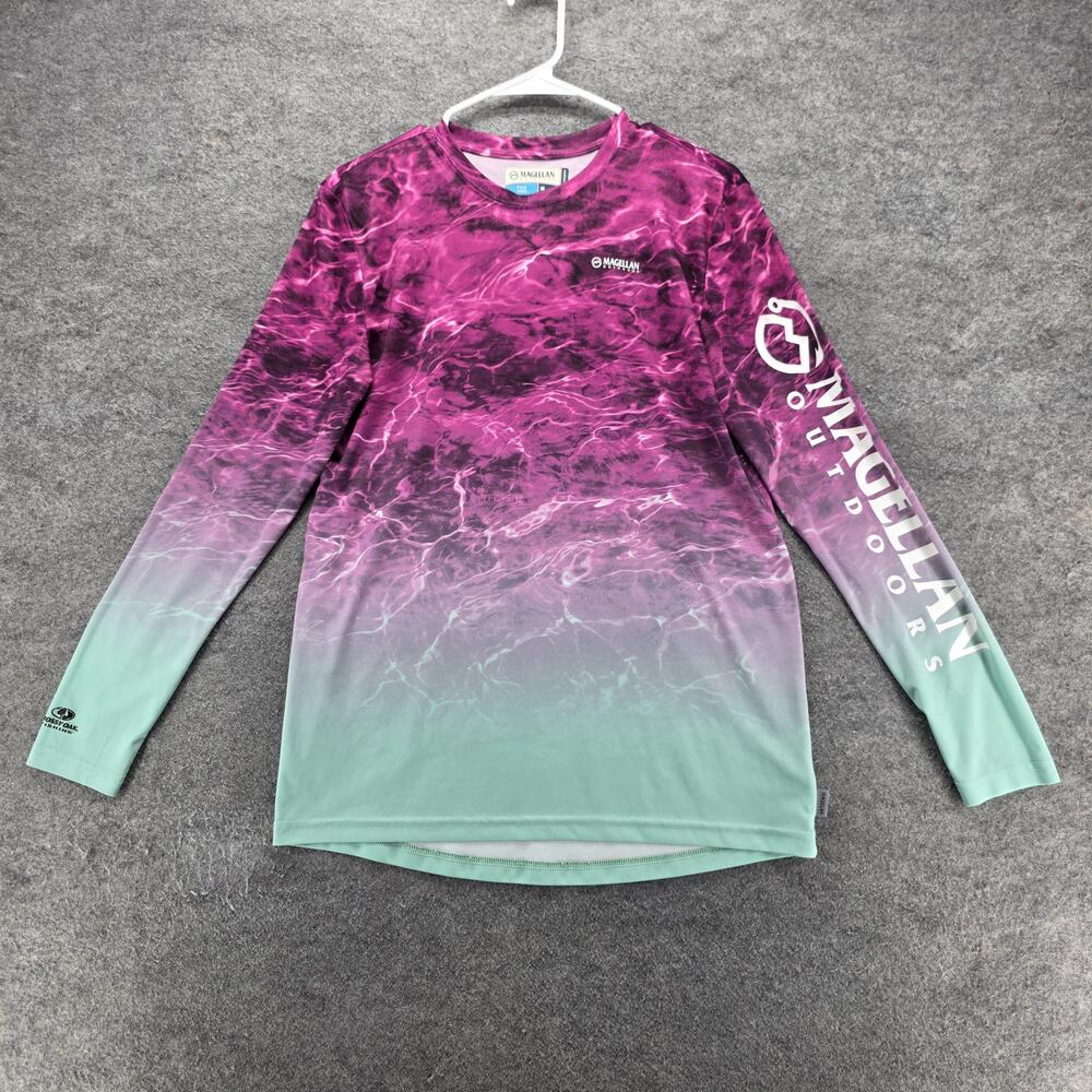 Magellan T-Shirt Womens M Ombre Crew Neck Long Sleeve Fish Moisture Wicking